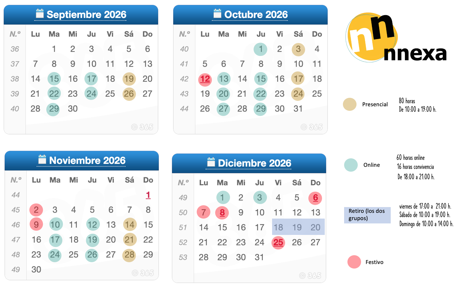 Calendario fechas programa coaching 2026